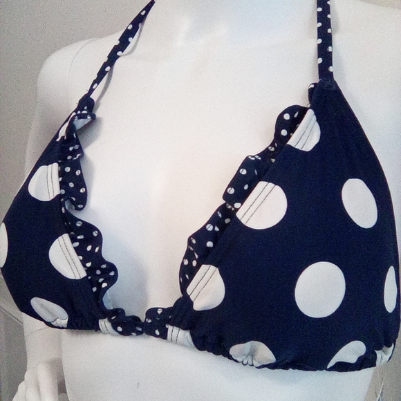Coco Rave Navy Polka Dot String Bikini, XL 38D & XL Bottom, Navy - Picture 2 of 16